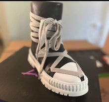 Load image into Gallery viewer, &quot;Richie&quot; Unique laced tennis thick white soles playful shoe strings