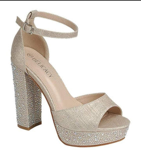 "Yula" shimmery open toe platform heels