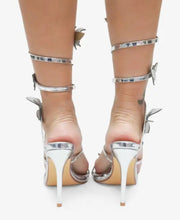 Load image into Gallery viewer, &quot;Utopia&quot; Silver Ankle Strap Butterfly Heels