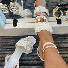 Load image into Gallery viewer, "Goalie" pearl covered strap heels