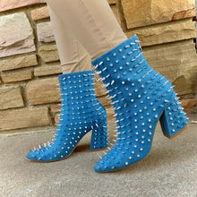 Load image into Gallery viewer, &quot;Cooper&quot; denim studded short booties