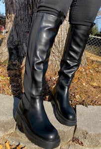 "Big Move" black thick sole riding boots