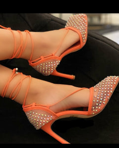 "Lover" blinged out net laced heels