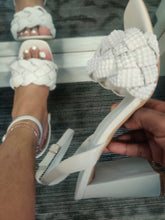 Load image into Gallery viewer, &quot;Goalie&quot; pearl covered strap heels