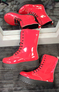 "Louisa" bright red combat boots