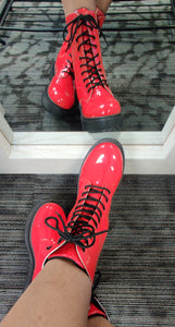 "Louisa" bright red combat boots