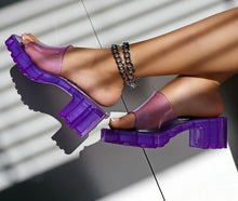 Load image into Gallery viewer, &quot;Rudy-3&quot; block transparent jelly sandals